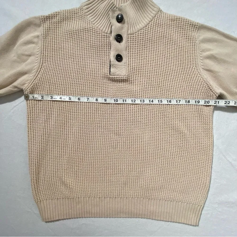 Weatherproof Vintage Mock Neck Shaker Knit Sweater Beige Men’s Size M